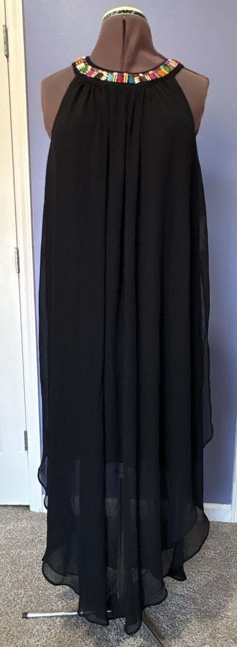 Vince Camuto Black Cocktail Dress With Jeweled Neck Detail